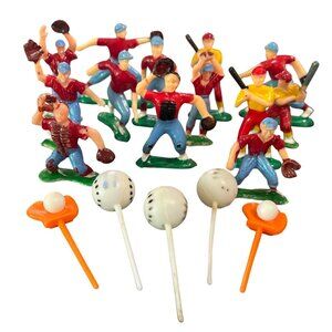 Vtg Baseball Players Gloves Cake Cupcake Toppers Made in Hong Kong